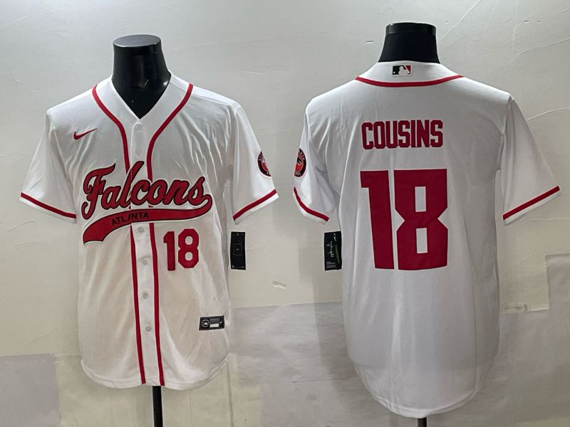 Men 2025 Nike Atlanta Falcons 18 Cousins white Joint Name Limited NFL Jersey style 04